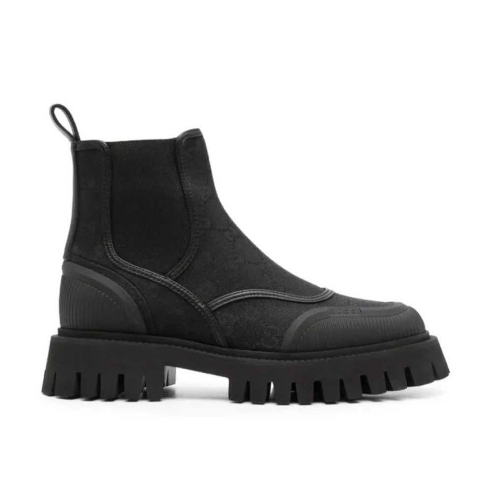 Gucci Black Monogram Ankle Boots - Picture 2 of 6